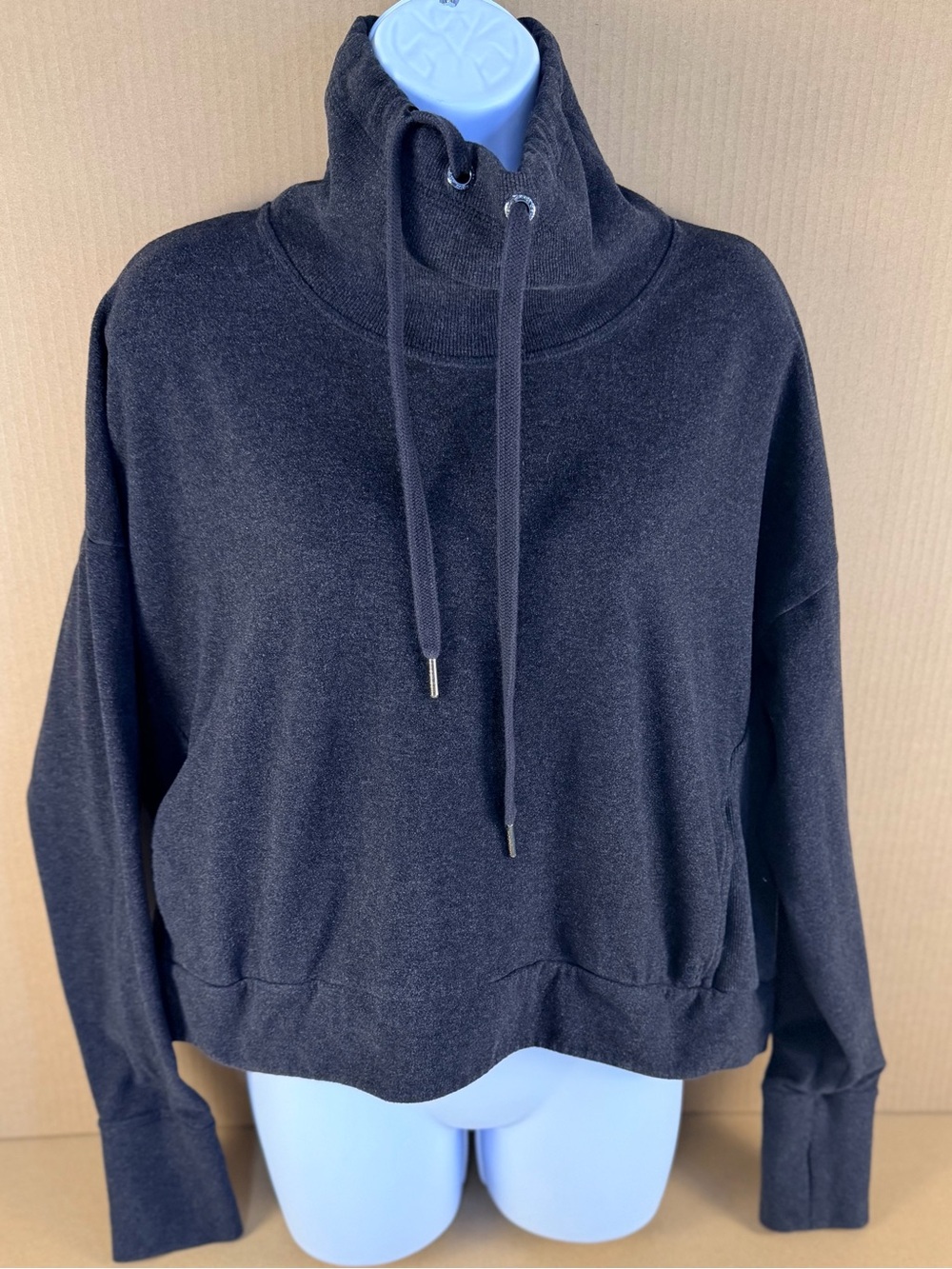 Sweaty Betty Black Funnel Neck Drawstring Sweater